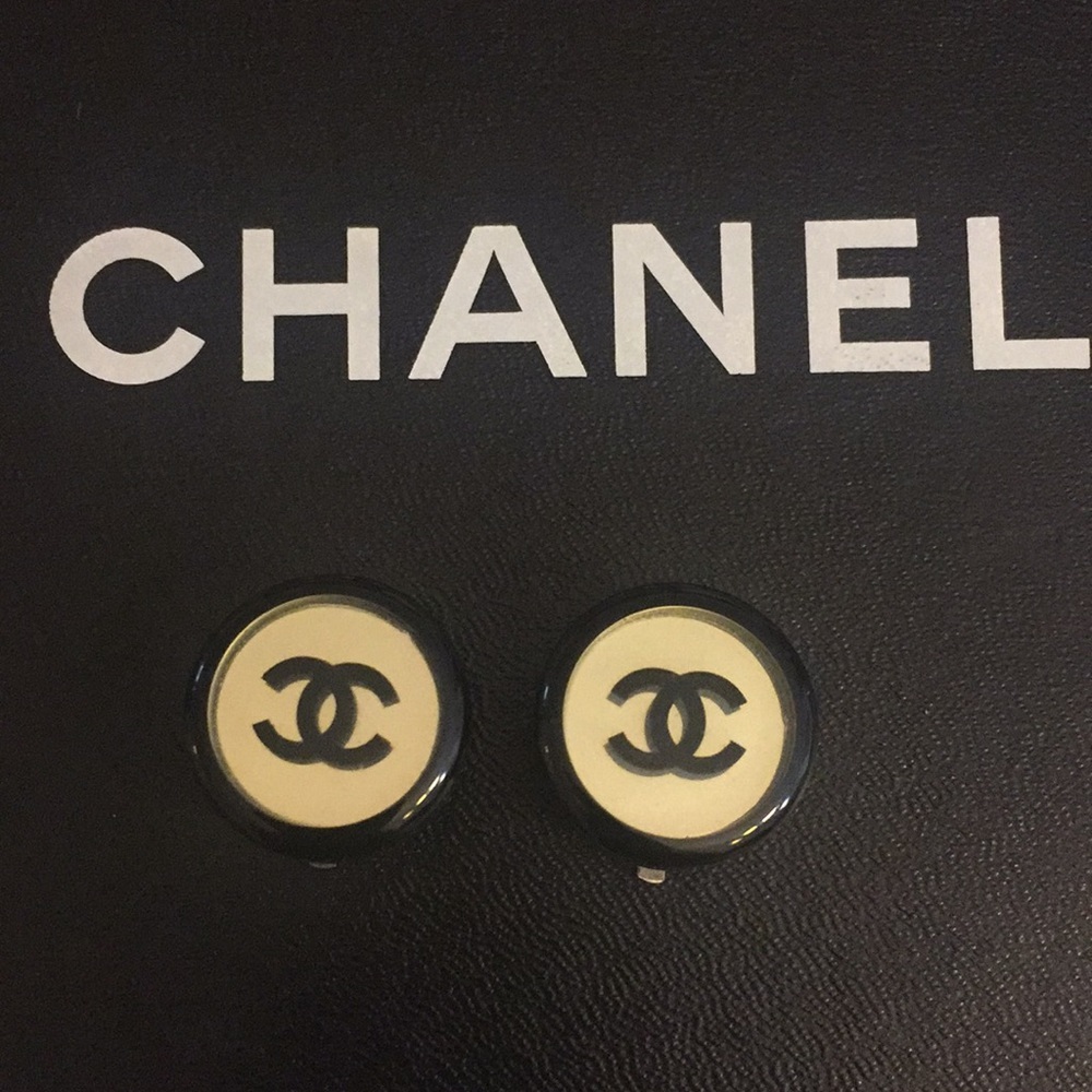 Chanel CC Black & Silver Earrings
